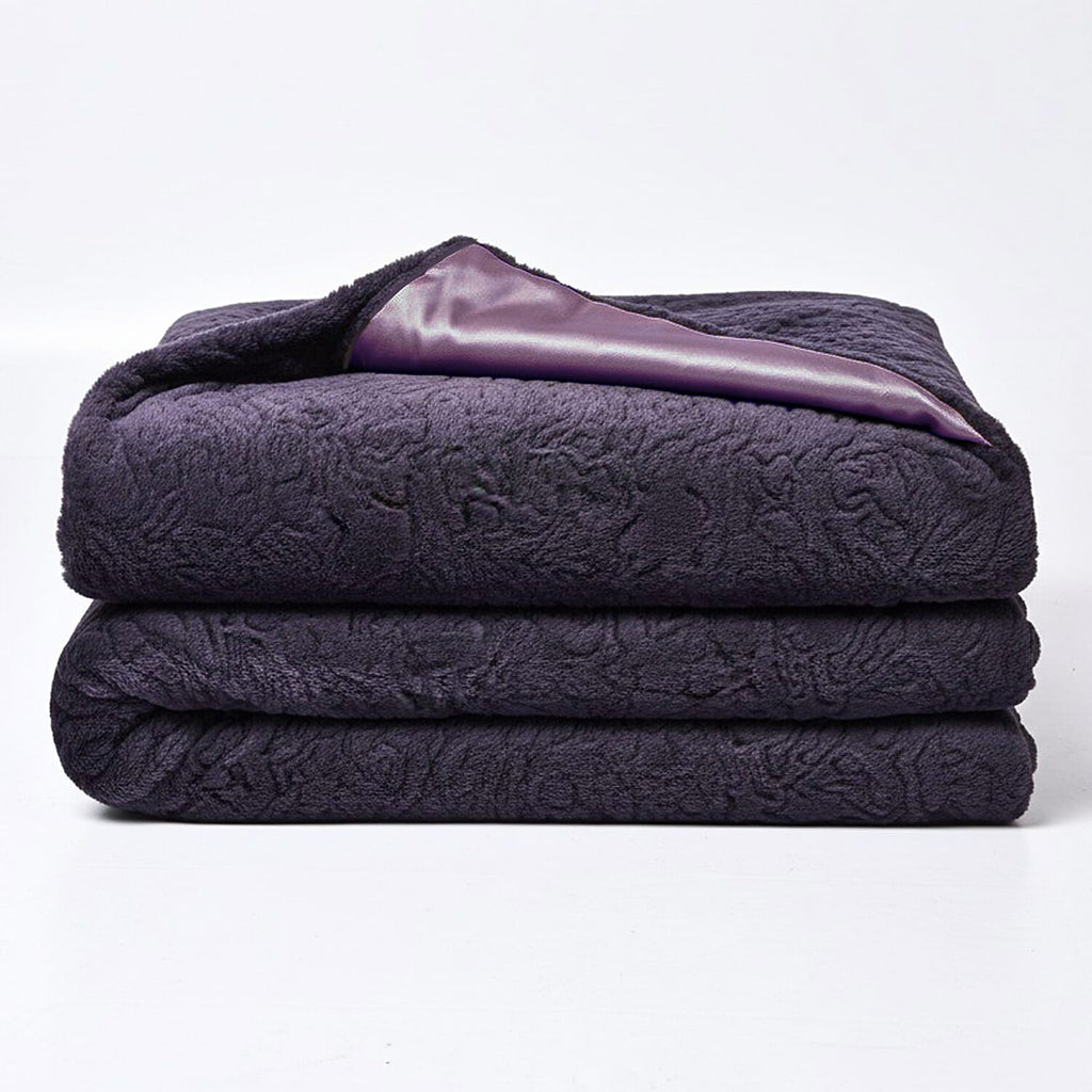 THE OPULENT LUXURY - HUSH HAVEN Ultra Soft - Warm Sumptuous Double Layer Sherpa Faux Fur Blanket 680 GSM (180 x 150 cm) - Amethyst
