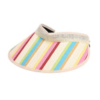 Set of 2- Blue Striped Pattern Tote Bag with Sun Hat (Visor) - Beach - Travel Ready