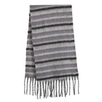 Striped Soft Touch Large Shawl with Tassel (180 x 50 cm) - Grey