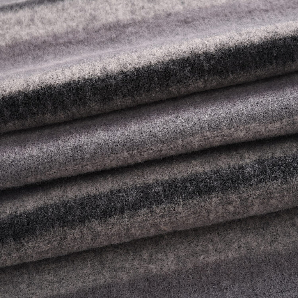 Striped Soft Touch Large Shawl with Tassel (180 x 50 cm) - Grey