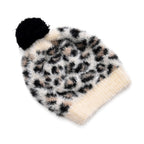 Designer Inspired -Styled By 2 Piece Leopard Print Scarf and Hat (One Size) - White
