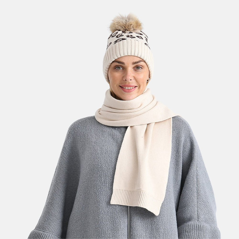 Styled By Two Piece Set Hat and Scarf - Beige
