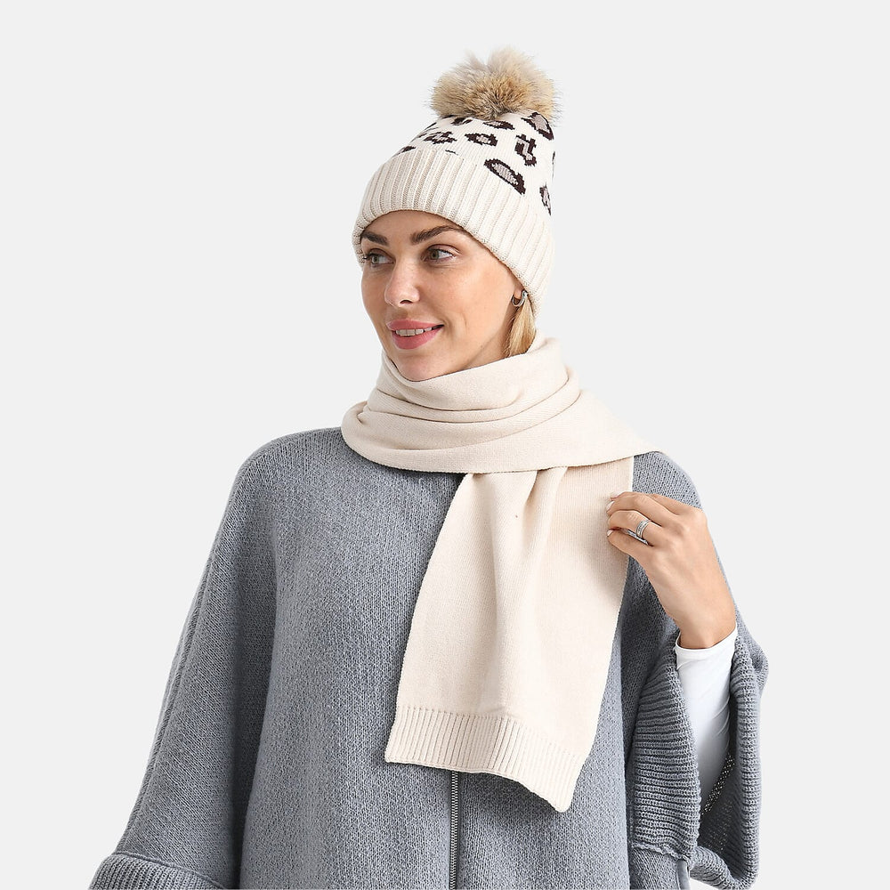 Styled By Two Piece Set Hat and Scarf - Beige