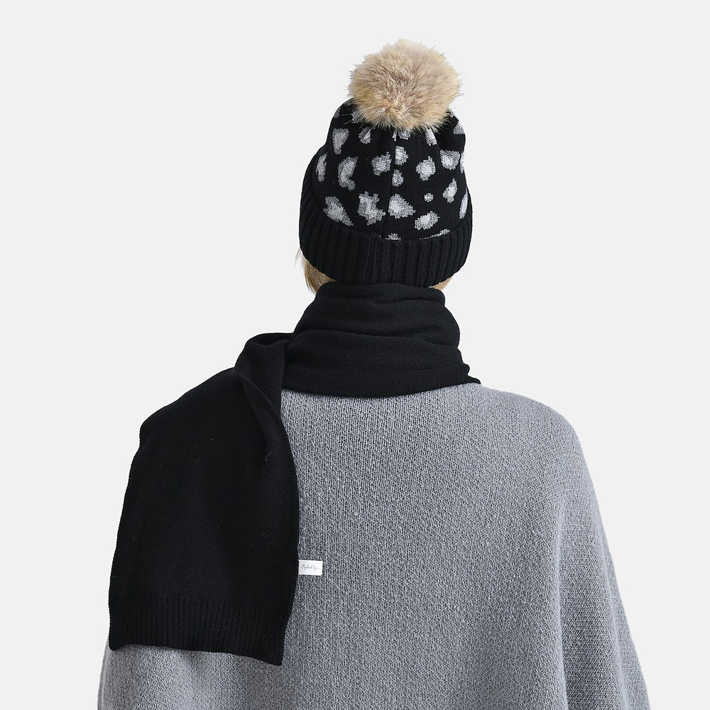 Styled By Two Piece Set Hat and Scarf - Black