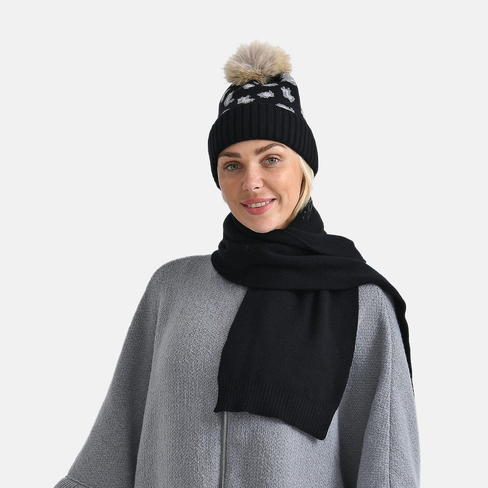 Styled By Two Piece Set Hat and Scarf - Black