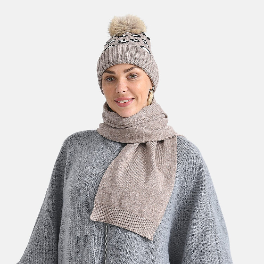 Styled By Two Piece Set Hat and Scarf - Light Brown