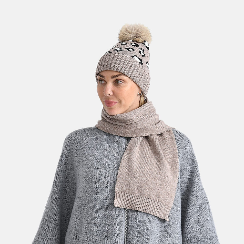 Styled By Two Piece Set Hat and Scarf - Light Brown
