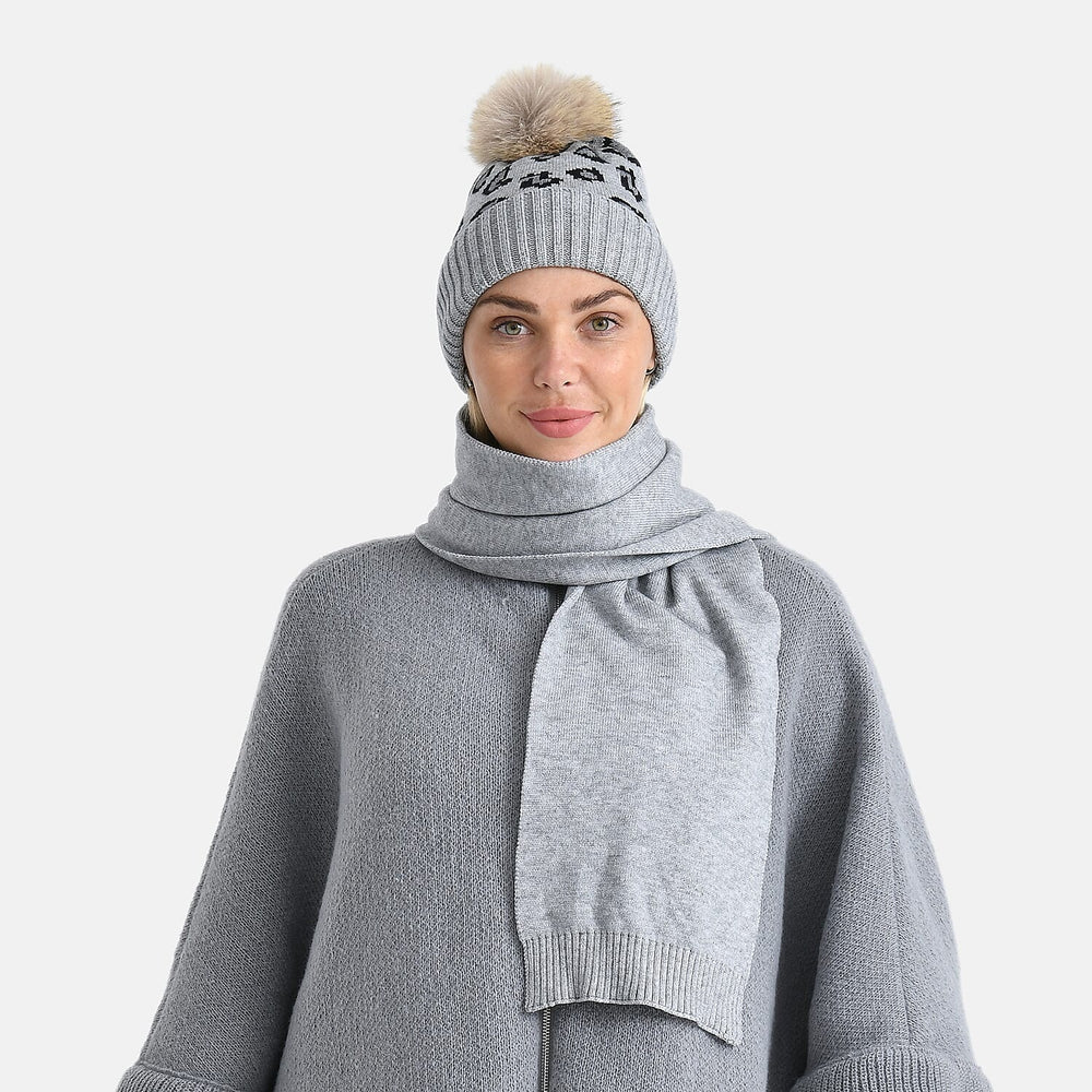 Styled By Two Piece Set Hat and Scarf - Grey
