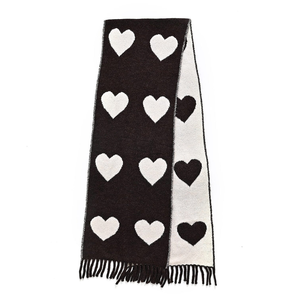 Styled By Heart Pattern Tassel Scarf (Size 200 X 30Cm) - Brown - White