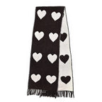 Styled By Heart Pattern Tassel Scarf (Size 200 X 30Cm) - Brown - White