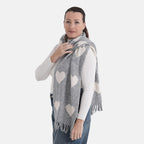 Styled By Heart Pattern Tassel Scarf (Size 200 X 30Cm) - Grey - White