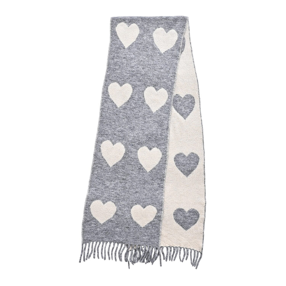 Styled By Heart Pattern Tassel Scarf (Size 200 X 30Cm) - Grey - White