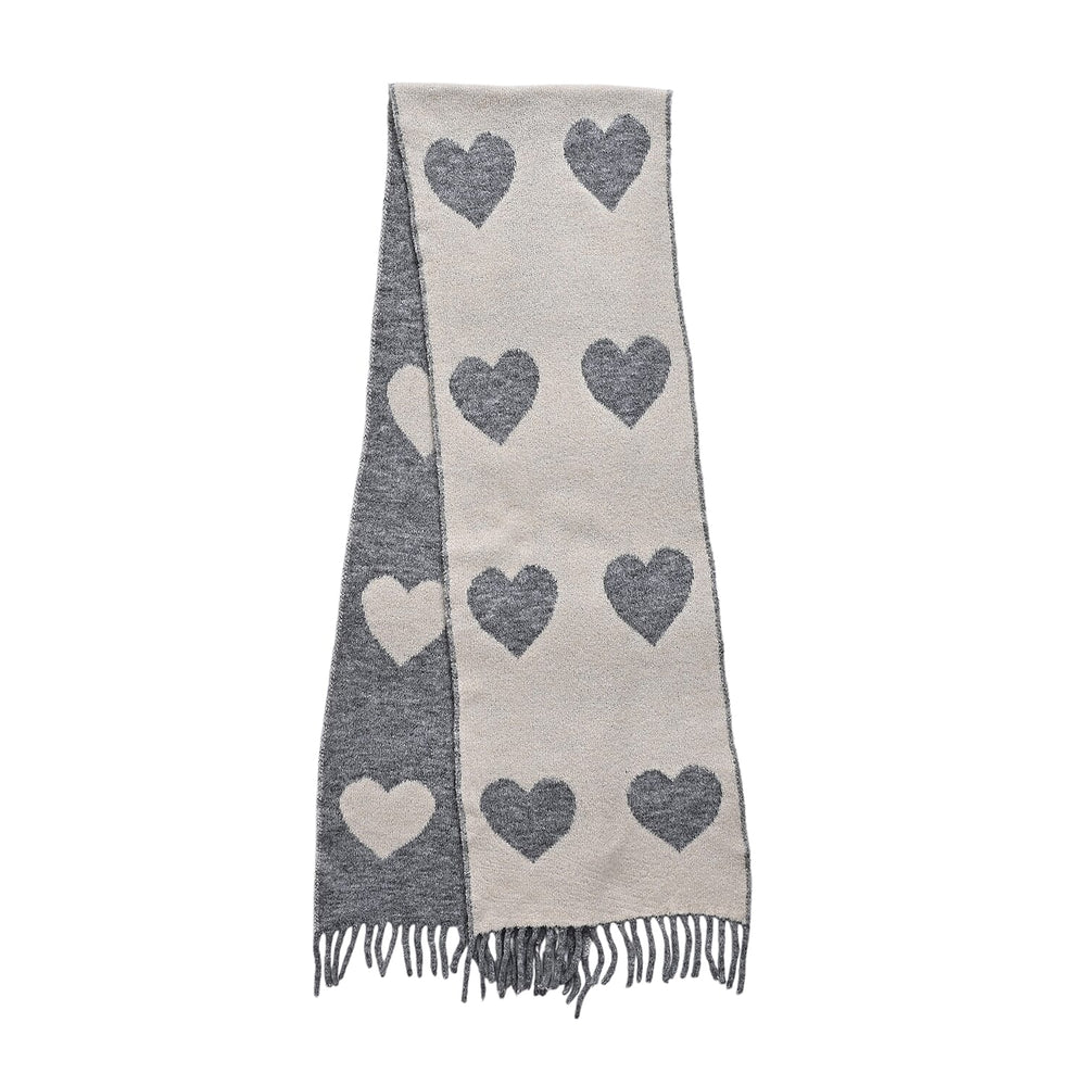 Styled By Heart Pattern Tassel Scarf (Size 200 X 30Cm) - Grey - White