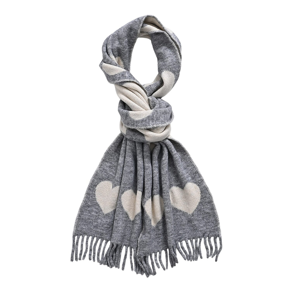 Styled By Heart Pattern Tassel Scarf (Size 200 X 30Cm) - Grey - White