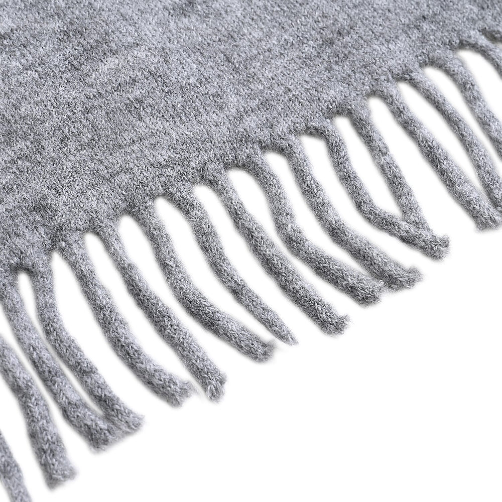 Styled By Heart Pattern Tassel Scarf (Size 200 X 30Cm) - Grey - White