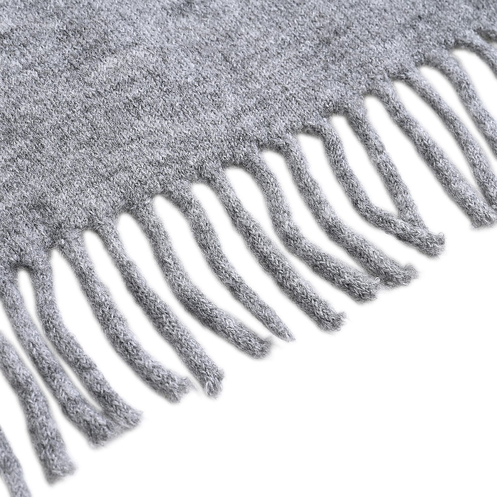 Styled By Heart Pattern Tassel Scarf (Size 200 X 30Cm) - Grey - White