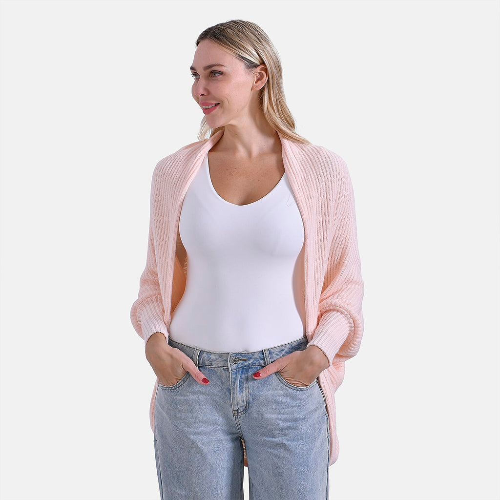 Styled by Oversized Batwing Sleeve Cardigan (One Size) - Light Peach