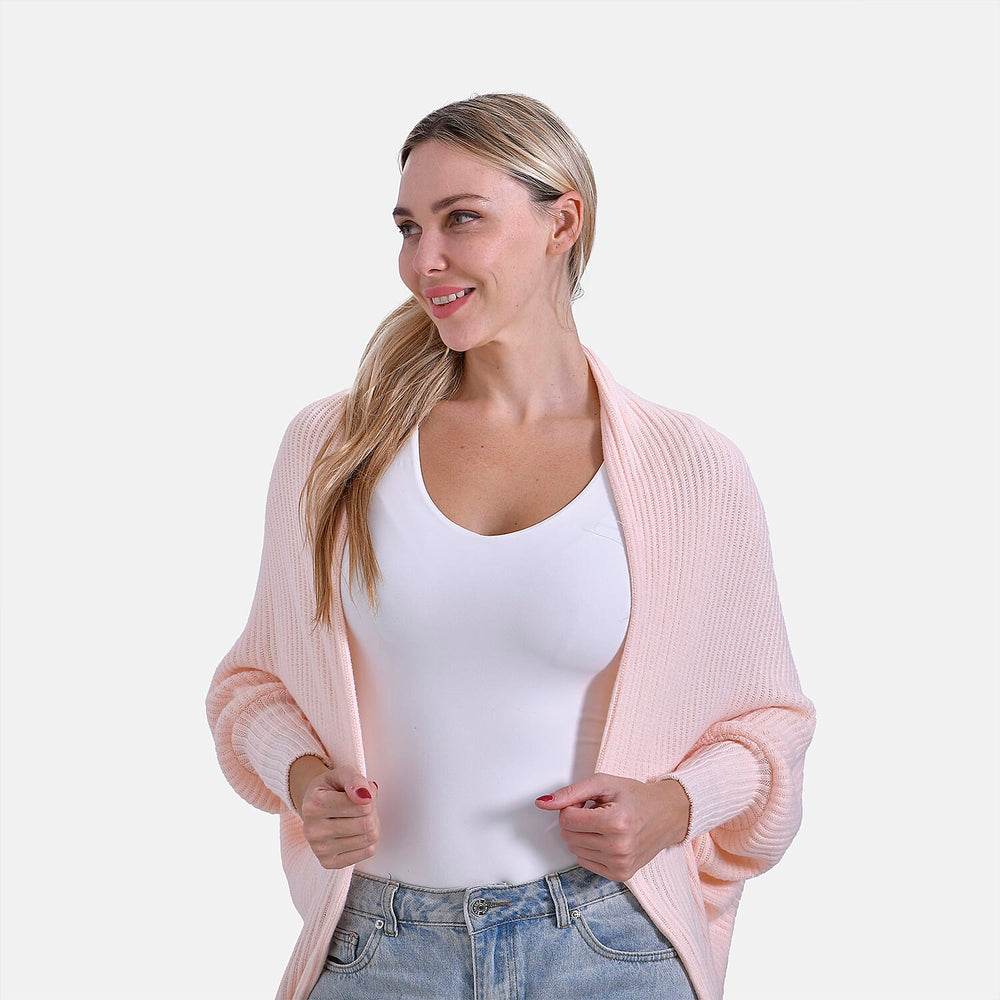 Styled by Oversized Batwing Sleeve Cardigan (One Size) - Light Peach
