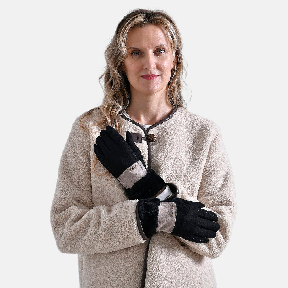Styled By Cashmere Wool Gloves with Touchscreen Access (One Size) - Black