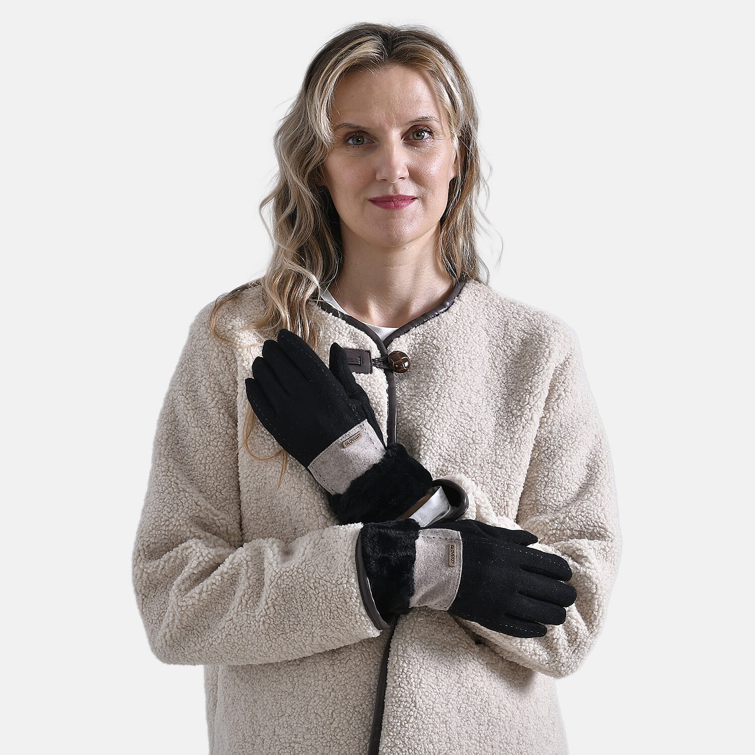 Styled By Cashmere Wool Gloves with Touchscreen Access (One Size) - Black