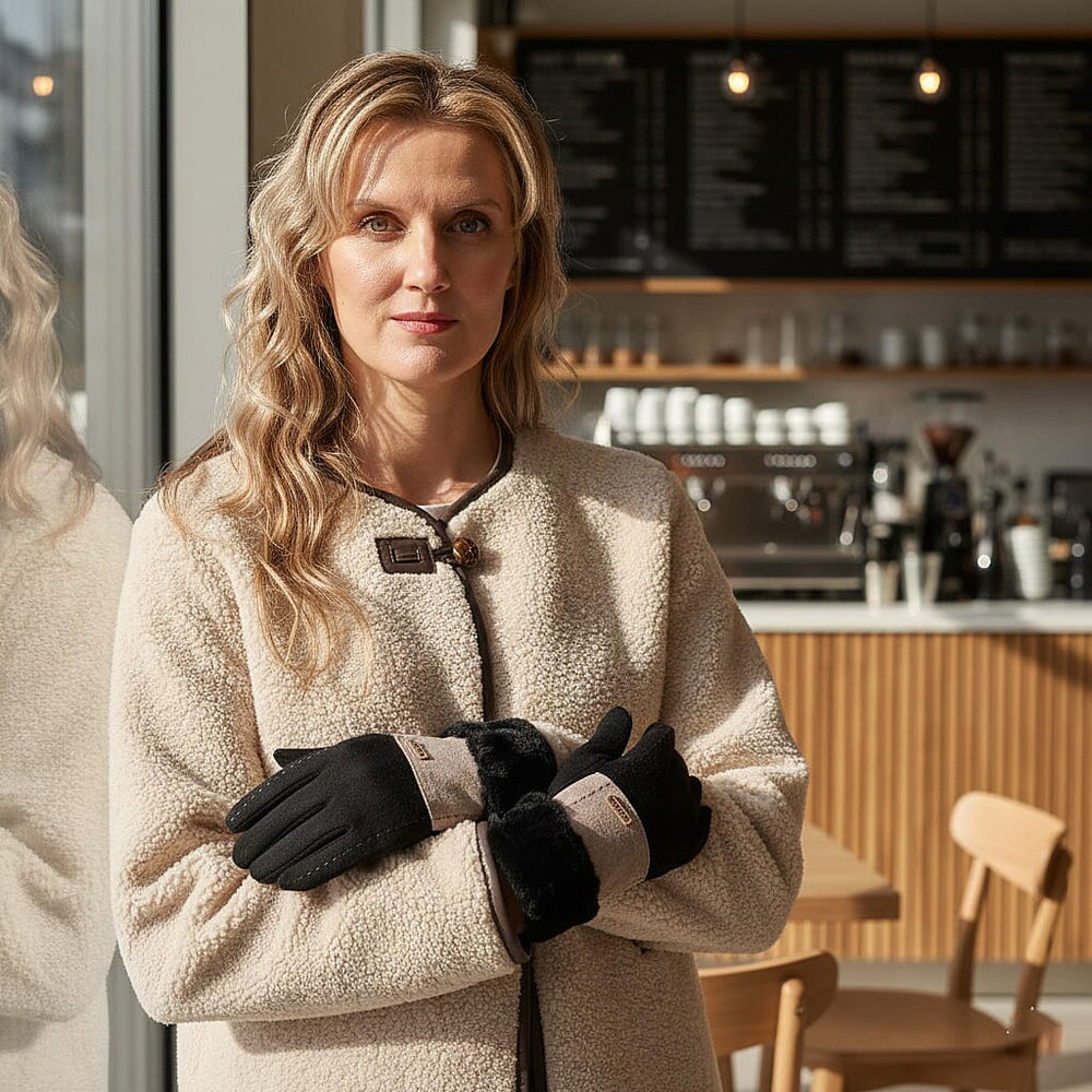 Styled By Cashmere Wool Gloves with Touchscreen Access (One Size) - Black