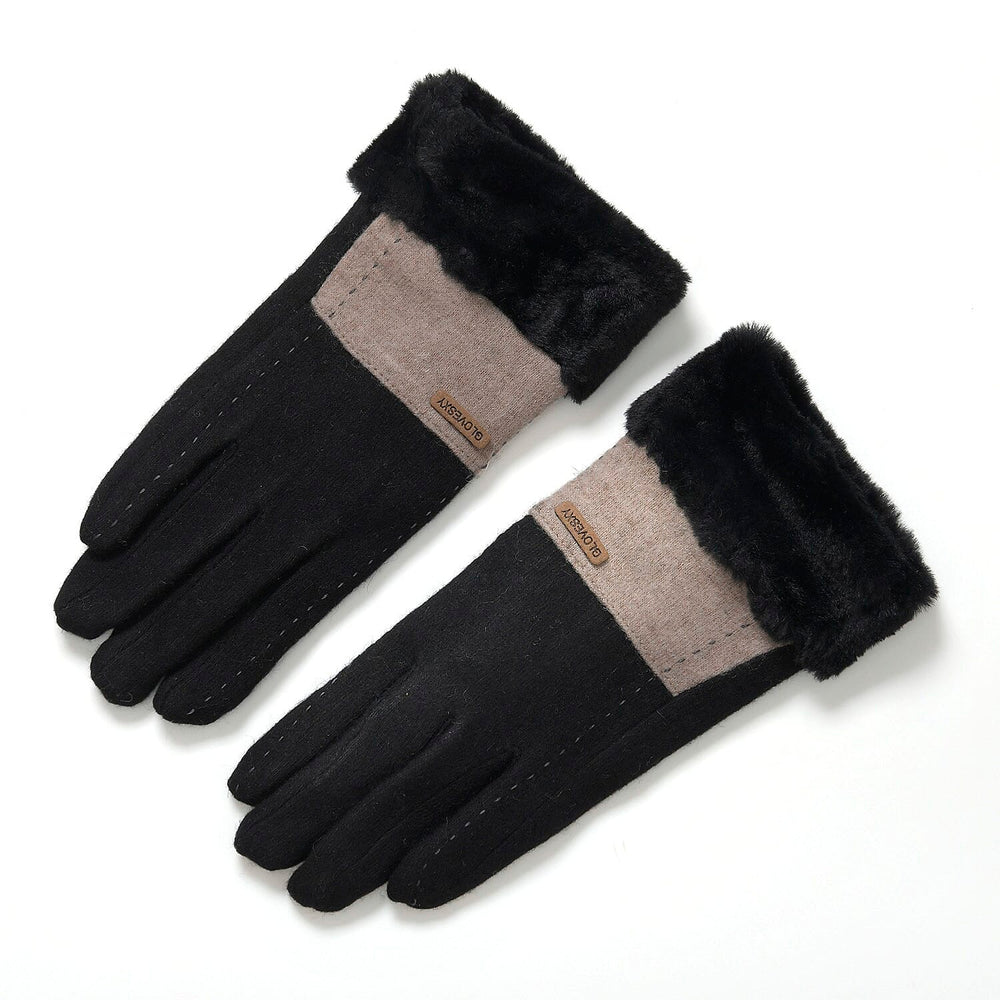 Styled By Cashmere Wool Gloves with Touchscreen Access (One Size) - Black