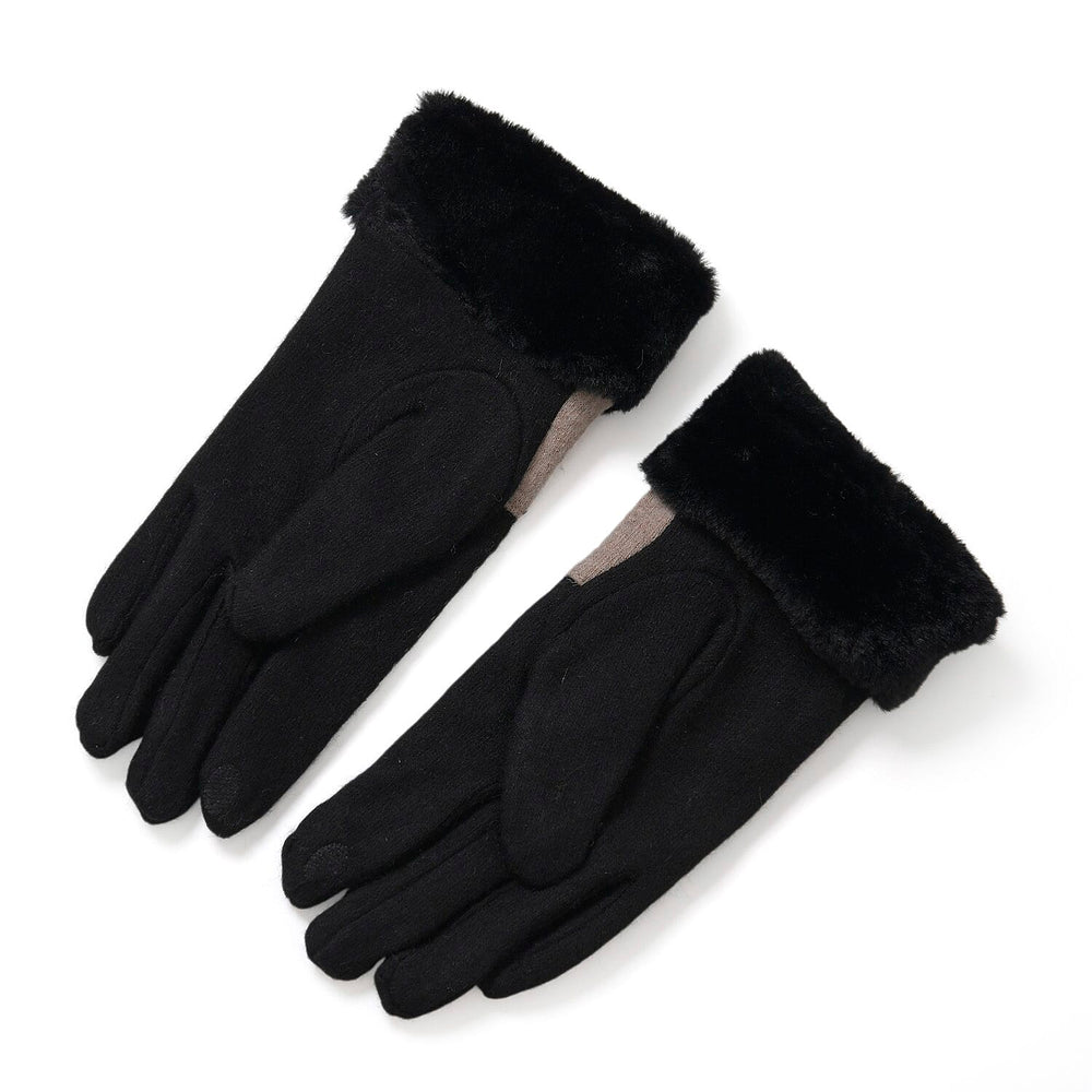 Styled By Cashmere Wool Gloves with Touchscreen Access (One Size) - Black
