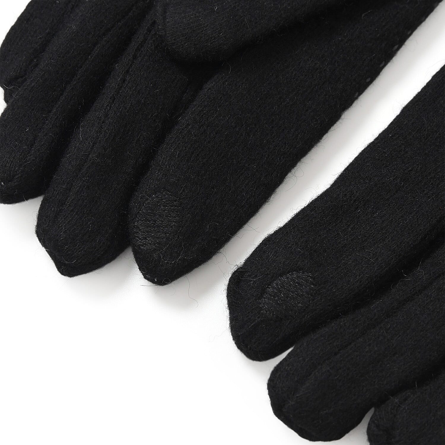 Styled By Cashmere Wool Gloves with Touchscreen Access (One Size) - Black