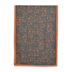 Styled By Cat Print Scarf (64x180cm) - Grey - Orange