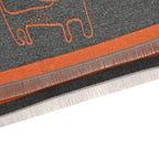 Styled By Cat Print Scarf (64x180cm) - Grey - Orange