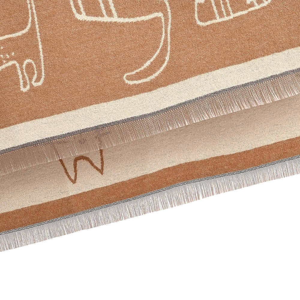 Styled By Cat Print Scarf (64x180cm) - Brown - Off White