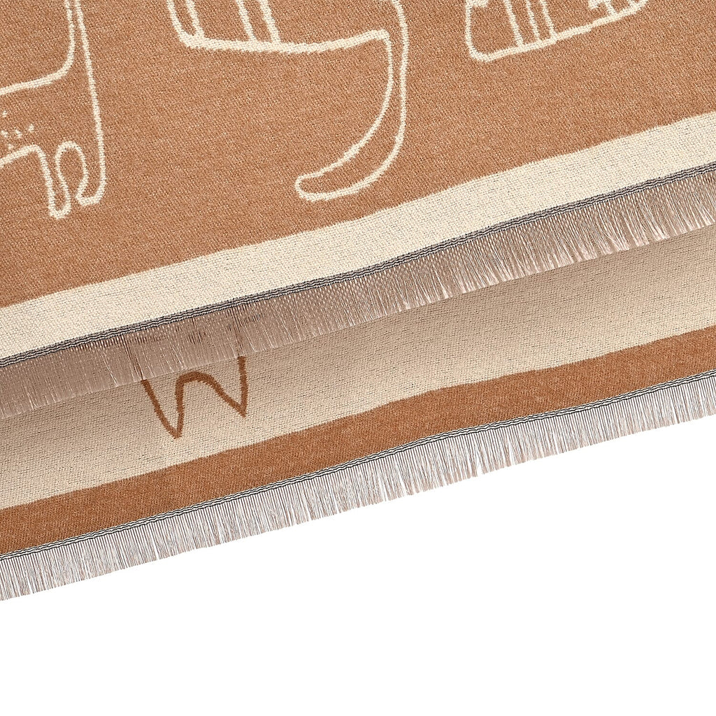 Styled By Cat Print Scarf (64x180cm) - Brown - Off White