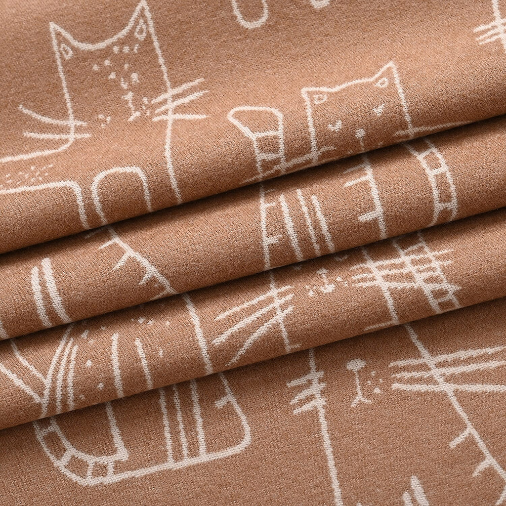 Styled By Cat Print Scarf (64x180cm) - Brown - Off White