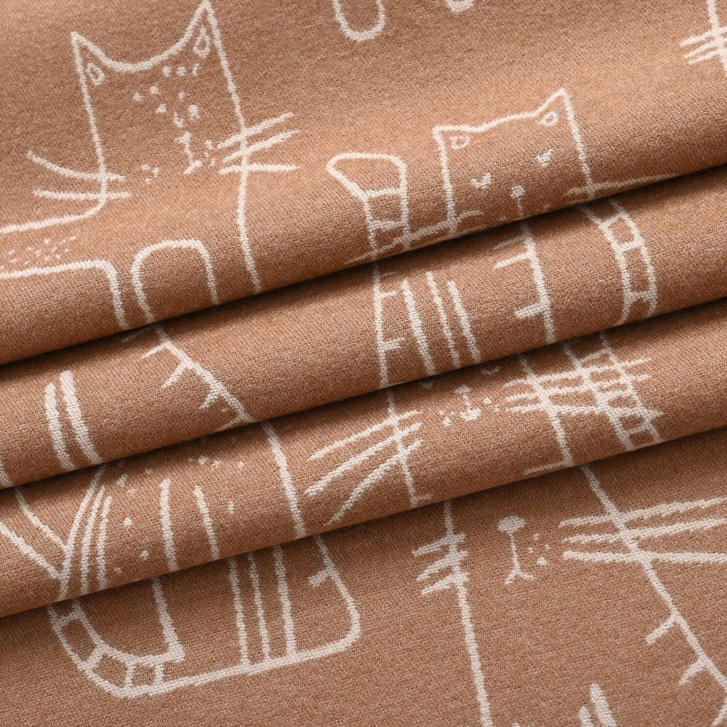 Styled By Cat Print Scarf (64x180cm) - Brown - Off White