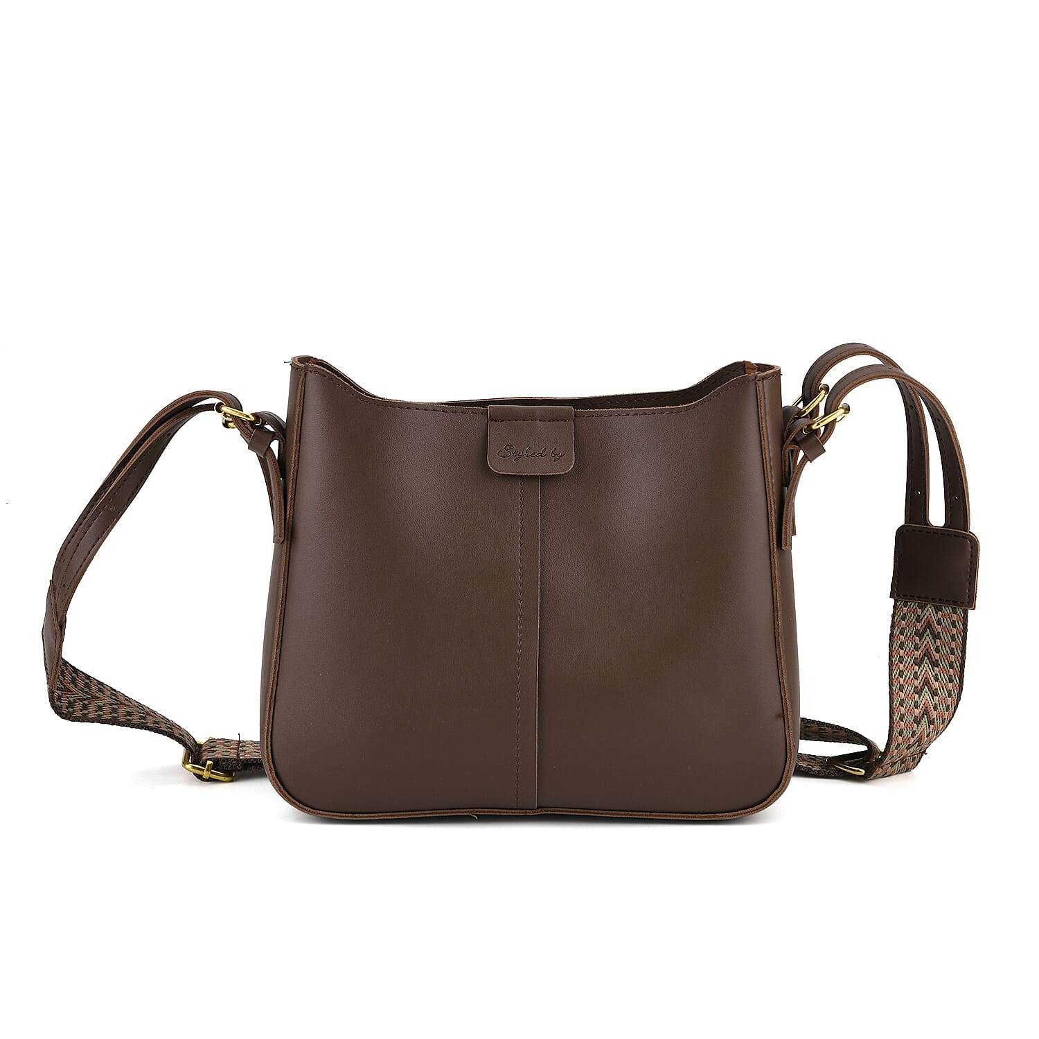 Styled By Adjustable Hobo Strap Crossbody Bucket Bag - Coffee