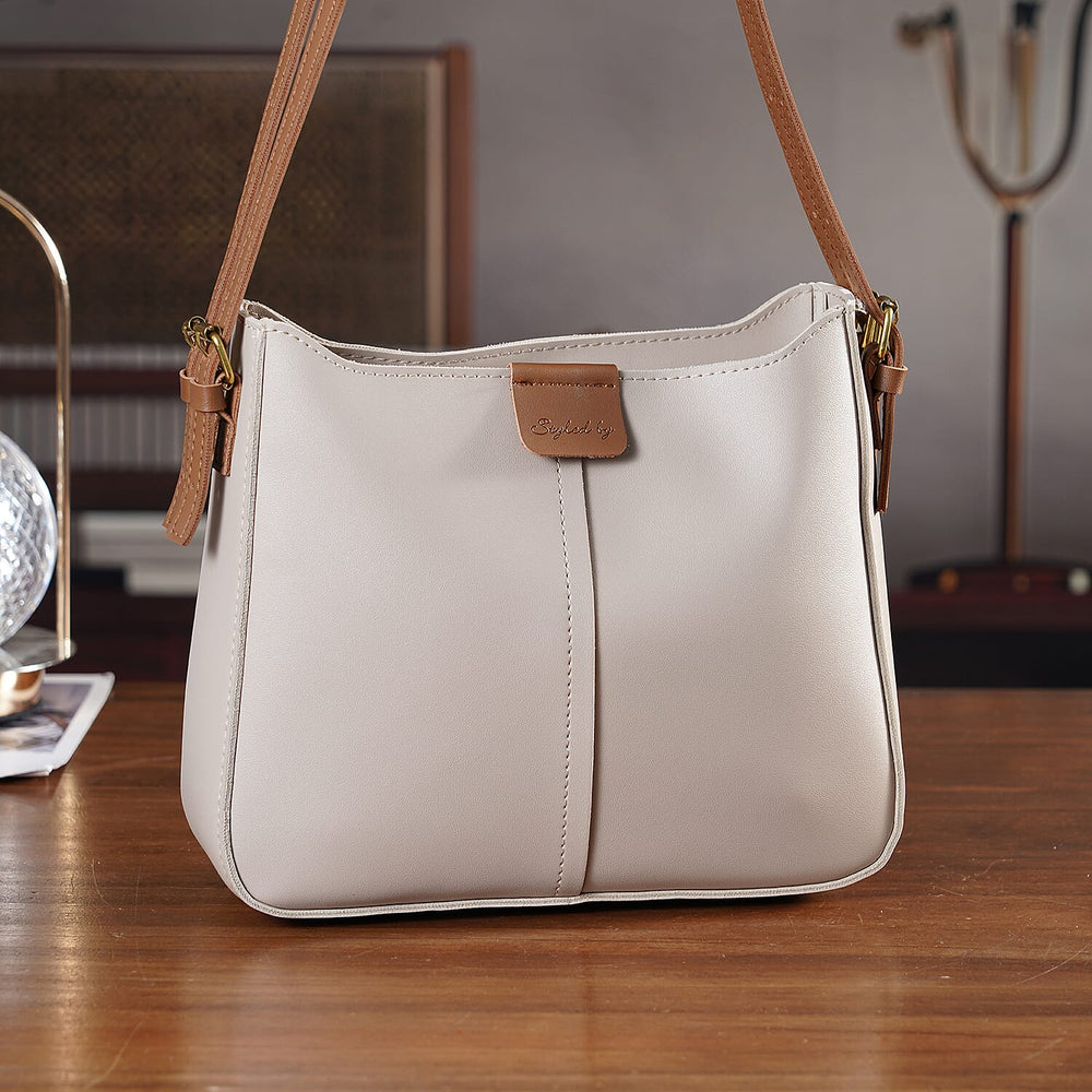 Styled By Adjustable Hobo Strap Crossbody Bucket Bag - Light Khaki