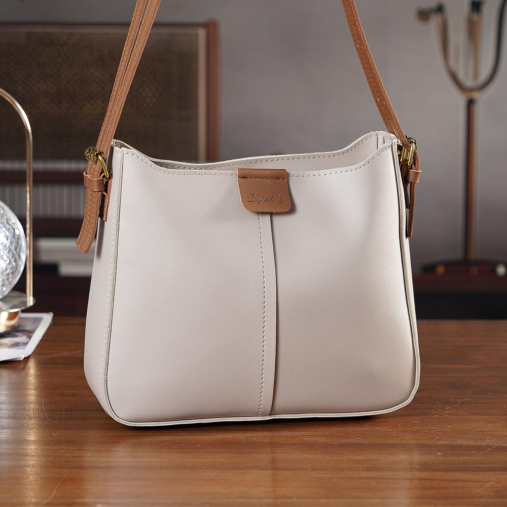 Styled By Adjustable Hobo Strap Crossbody Bucket Bag - Light Khaki
