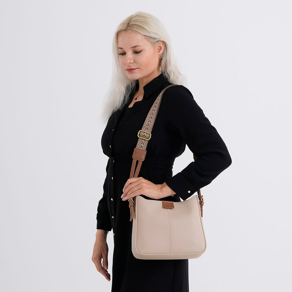 Styled By Adjustable Hobo Strap Crossbody Bucket Bag - Light Khaki