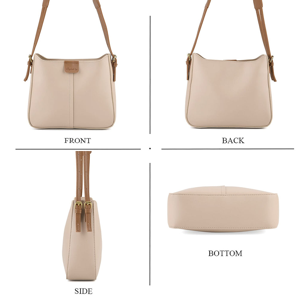 Styled By Adjustable Hobo Strap Crossbody Bucket Bag - Light Khaki