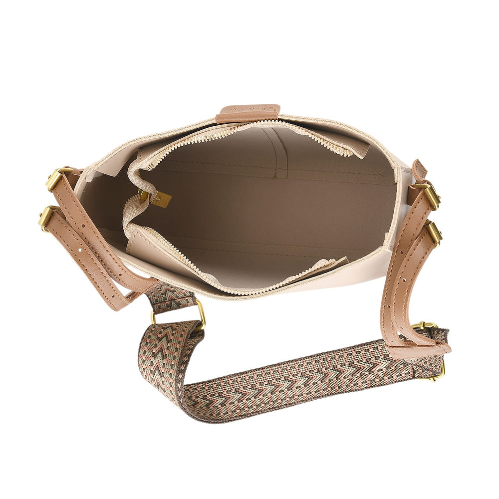 Styled By Adjustable Hobo Strap Crossbody Bucket Bag - Light Khaki