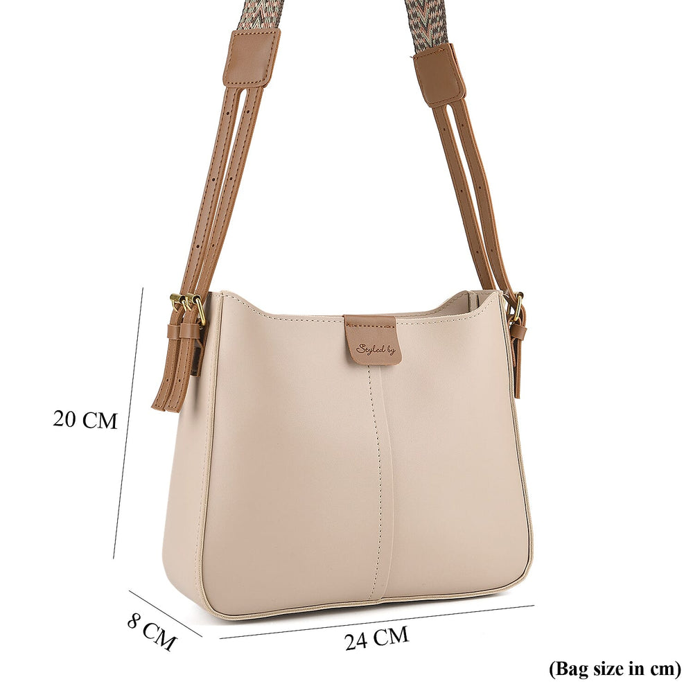 Styled By Adjustable Hobo Strap Crossbody Bucket Bag - Light Khaki