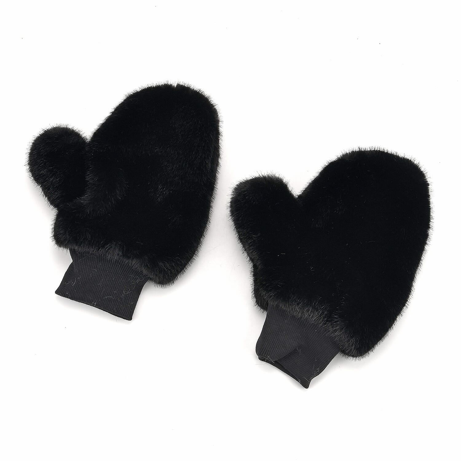 Styled By Super Cozy Faux Fur Mittens (24 x 12 cm, One Size) - Black