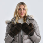 Styled By Super-Cozy Faux Fur Mittens (24 x 12 cm, One Size) - Dark Brown