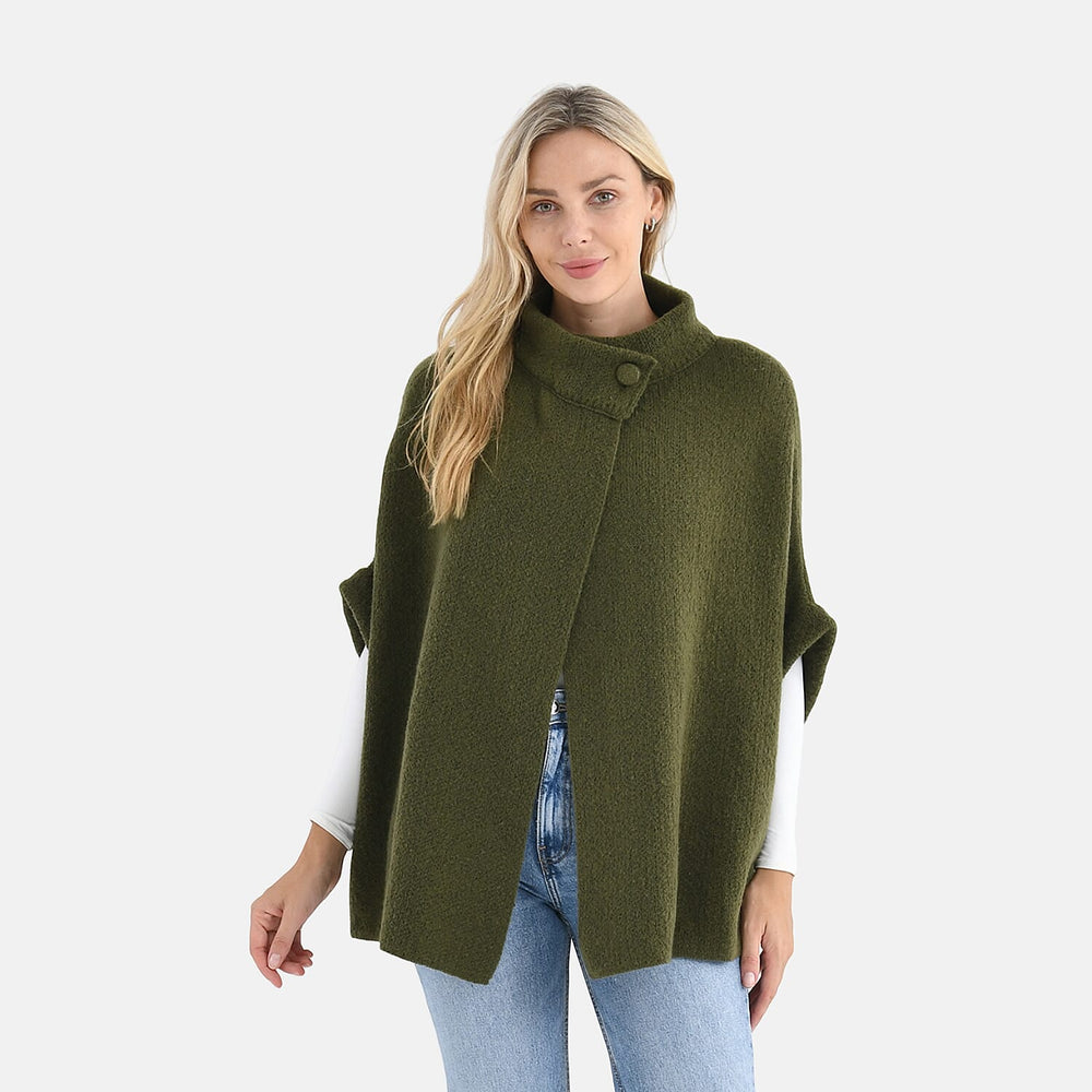 Styled by Knitted Cape Cardigan With Button-Detail (Fits UK 10-18) - Green