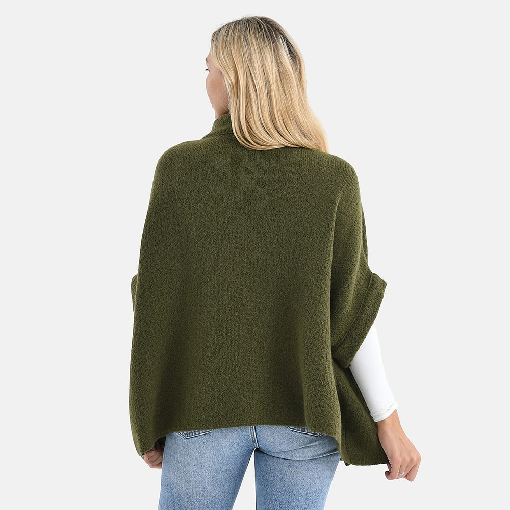Styled by Knitted Cape Cardigan With Button-Detail (Fits UK 10-18) - Green
