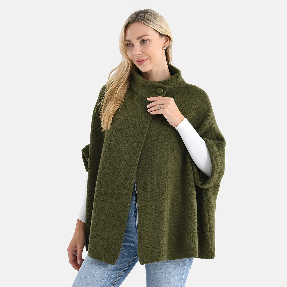 Styled by Knitted Cape Cardigan With Button-Detail (Fits UK 10-18) - Green