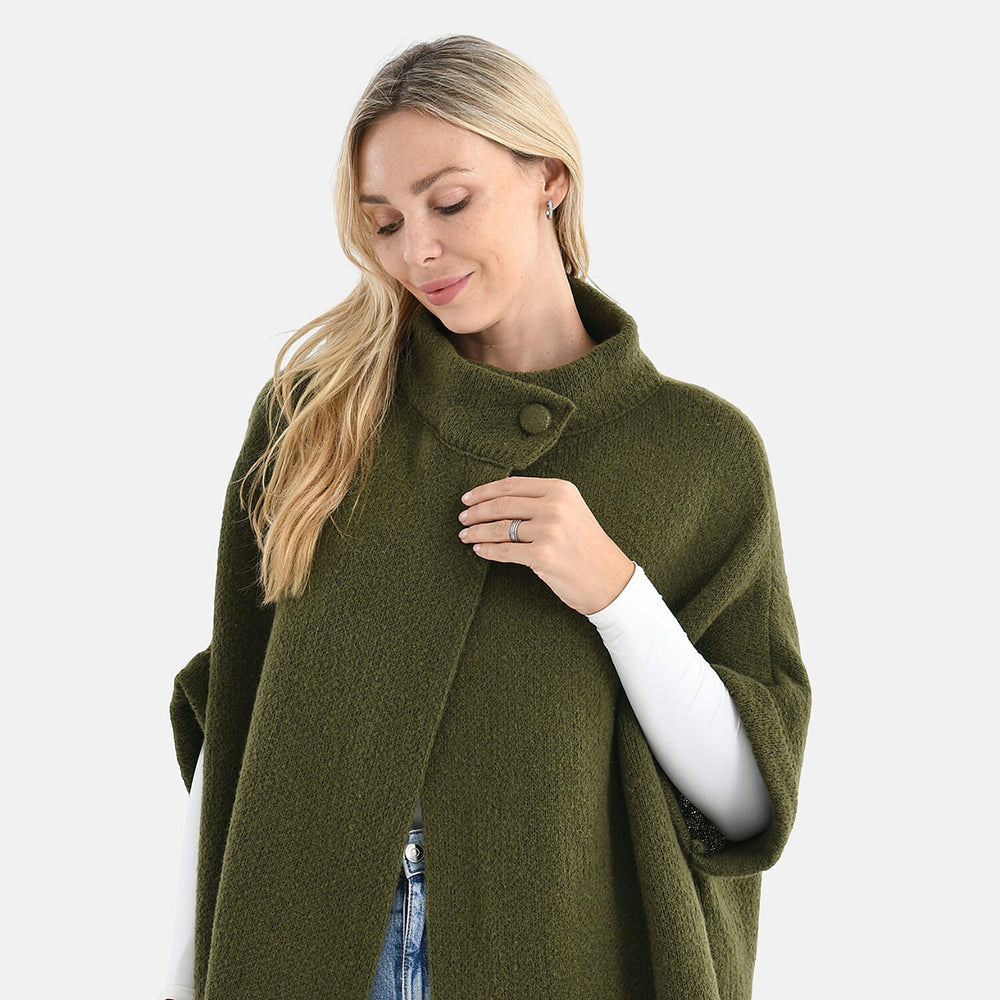 Styled by Knitted Cape Cardigan With Button-Detail (Fits UK 10-18) - Green