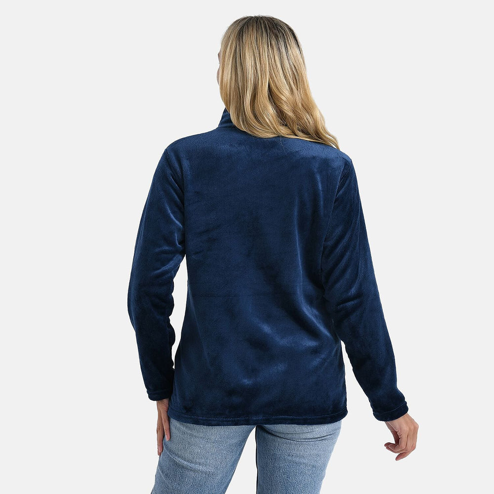 StyledBy Faux Fur Zip Up Jacket with Pockets (Size - M) - Navy