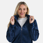 StyledBy Faux Fur Zip Up Jacket with Pockets (Size XL) - Navy