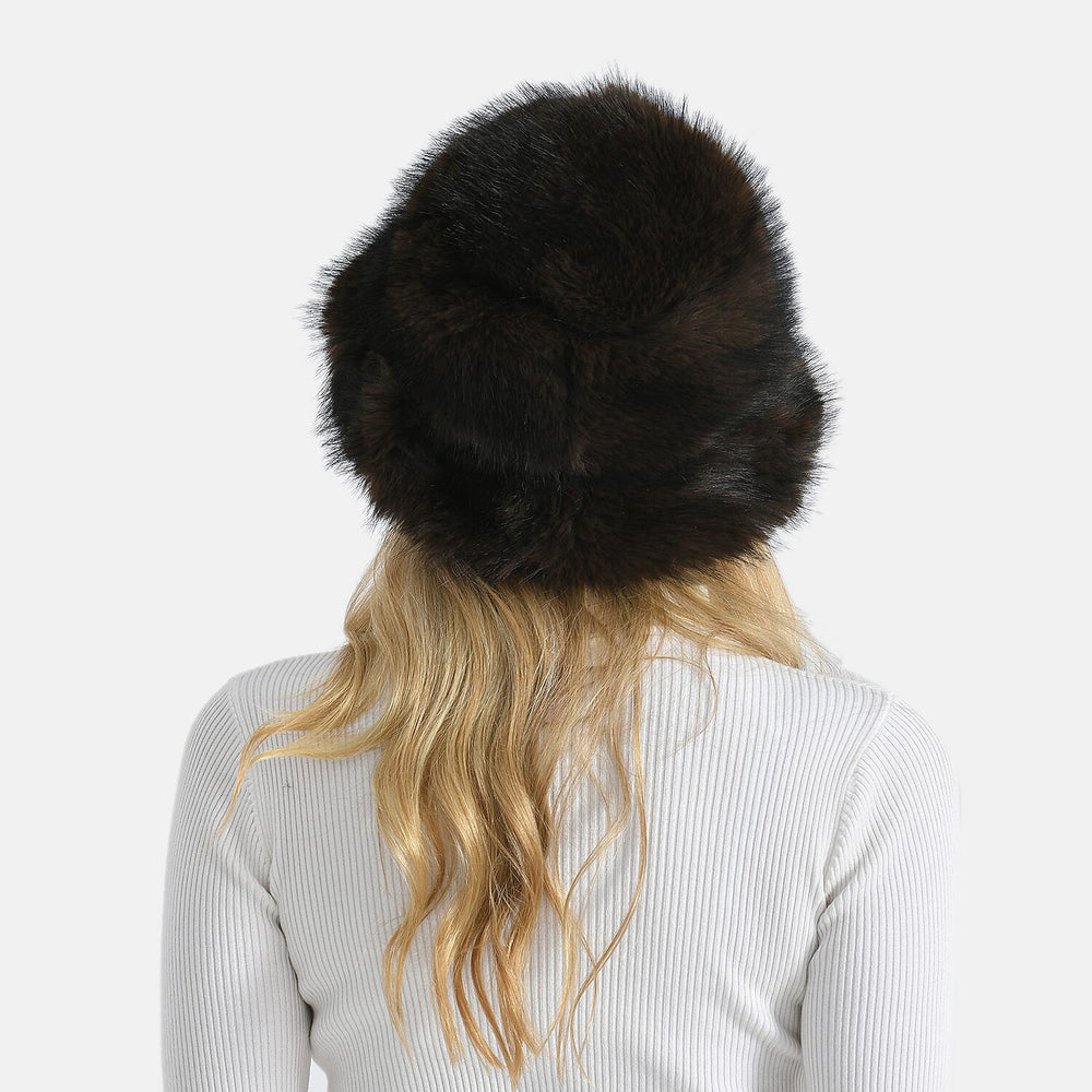 Styled By Faux Fur Bucket Hat (36x17 Cm) - Dark Brown